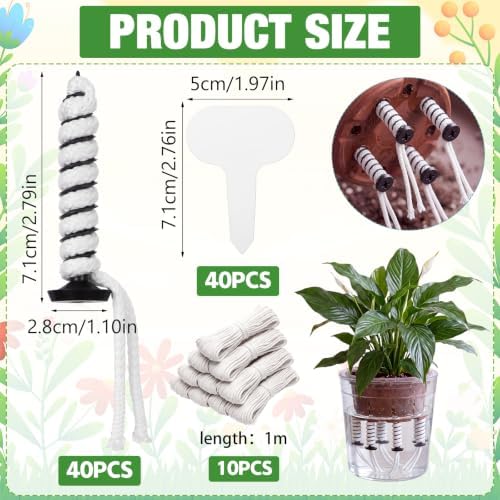 80 Pack Self Watering Spikes with Wick Rope and Label, Spiral - Image 2