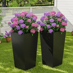 Garvee 30" Tall Planters Set of 2, Outdoor & Indoor Black Planter Pots, High Front Porch Planter Pots with Drainage Holes & Water Level Monitor & Inner Bucket, Black - Image 7