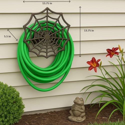 Zeckos Garden Hose Holder Spider Web 14 Inch Cast Iron Bronze - Image 4
