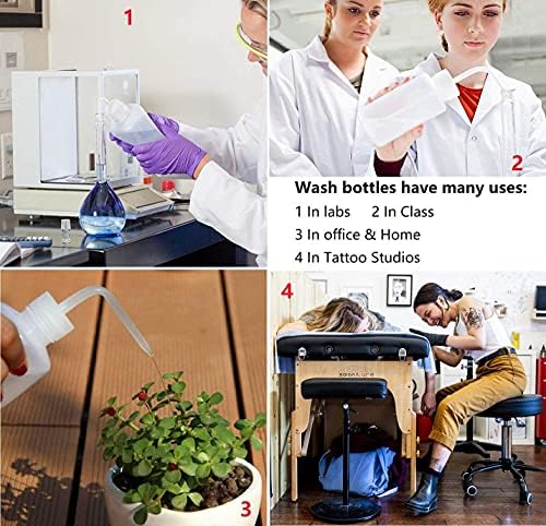 Hyber&Cara Safety Wash Bottle with Cap 3Pcs 250ml Plastic Plant Watering Tattoo Squeeze Bottle for Lab with 1Pc Silicone Funnel (Pack of 2) - Image 7