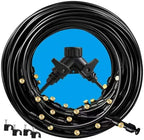 Riboud 110FT Mister for Outside Patio Misting Cooling System with 20 Brass Mist Nozzles+Water Filter+Y Connector, Leak-Resistant Misters for Backyard, Garden, Pool, Deck, Greenhouse - Black by Riboud