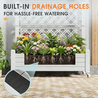 Resin Raised Garden Bed with Trellis and Wheels - Plasitc Planter Box with Trellis Outdoor with Drainage Holes & Water Monitor for Climbing Plants, Flower, Medium Ashen(61.2" H) - Image 5