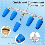 5-in-1 Turbo Nozzle Pressure Washer 4000 PSI 360° Rotating Turbo Nozzle with 1/4" Quick Connector 2.5 Orifice Quintuple Tips (Blue) - Image 3