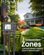 Insoma Water Timer with Brass Inlet, 3 Independent Zones Outdoor Hose Timer for Garden Faucet with Auto/Manual/Rain Delay Mode, IPX5 Waterproof, Sprinkler Irrigation Controller for Yard Lawn - Image 5