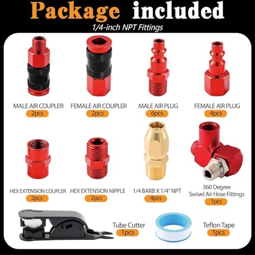 25 PCS 1/4" NPT Universal Air Coupler & Plug Kit Aluminium Alloy - Image 2