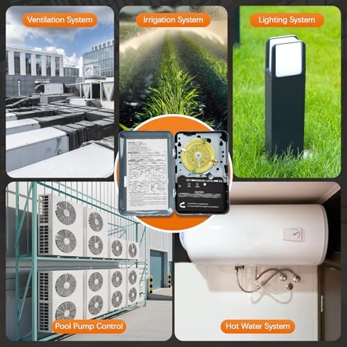 T101 Mechanical Timer Switch,120V 40A SPST,2HP for Outdoor Light Timer, Water Heater, HVAC & Pool Pump – 12 ON/Off Cycles, Switch T101 for Light Lighting Water Heater Fan and HVAC Systems - Image 6