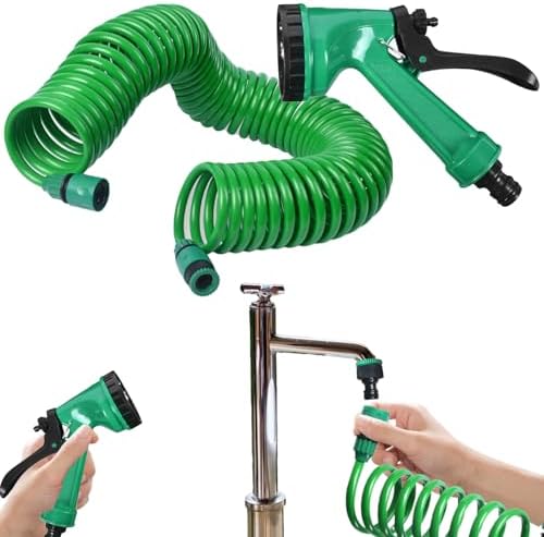 Coil Garden Hose Watering Tool with 5 Pattern Sprayer Nozzle by Unknown
