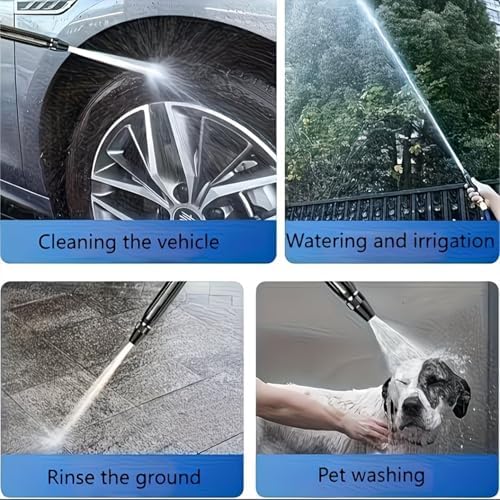 High Pressure Water Cannon, 3 Adjustable Spray Home High Pressure Car Wash Water Gun with Booster, Metal Anti-Leakage High Pressure Water Jet Hose Nozzle for Plant Watering Lawn Cars (Metal) - Image 6