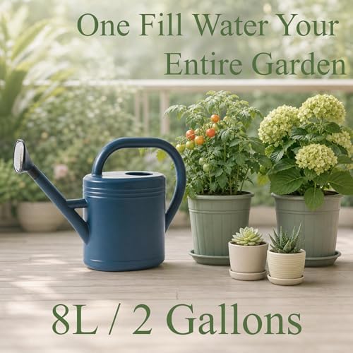 AUNMAS 8L Watering Can Large Capacity Long Spout Thickened Plastic for Home Garden Use with Precise Watering Minimal Drips Sturdy Reinforced Body Even Water Blue - Image 3