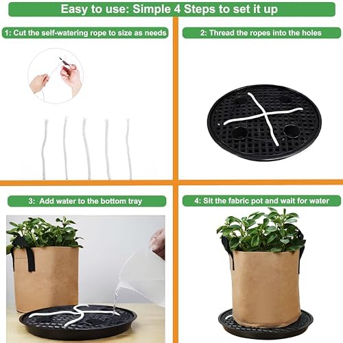8 Pack 16 inch Self Watering Base for Fabric Grow Bag, Self-watering Plastic Elevated Plant Saucer Stand, Automatic Watering Tray for Non-woven Planter Flower Pot Growth Tent Greenhouse Indoor Outdoor - Image 6