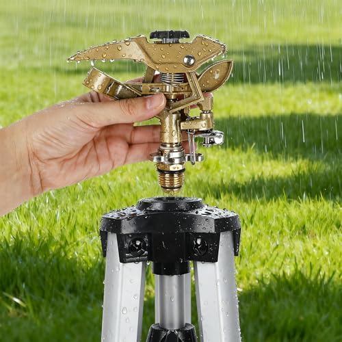 Biswing 2 Pack Impact Sprinklers, Heavy Duty Zinc Alloy Lawn Sprinkler Head with 1/2" NPT Thread, Adjustable 360 Degree Watering Sprinkler for Large Area Grass Yards Patio Garden Irrigation - Image 4