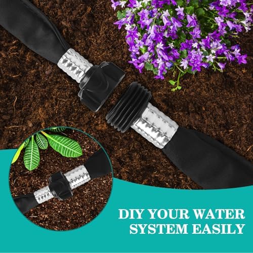 AIODE Flat Soaker Hose 100FT(50FT 2Pack) for Garden Beds Drip Hose Heavy Duty Save 80% Water for Vegetable Tree (100FT) - Image 4