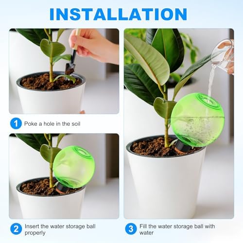 M METERXITY 3-Pack Plant Self Watering Globes, 5.2 oz Plastic Bubble Water Bulbs Top Fill for Indoor/Outdoor Plants, Self Watering Spikes Slow Release Terracotta [Green] - Image 4