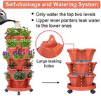 GameXcel Vertical Planter Tower - 5 Tier Stackable Garden Planters with Wheels and Tools Plant Pots for Strawberry Herb Flower and Vegetable Indoor Outdoor Use Red 2 Pack - Image 3