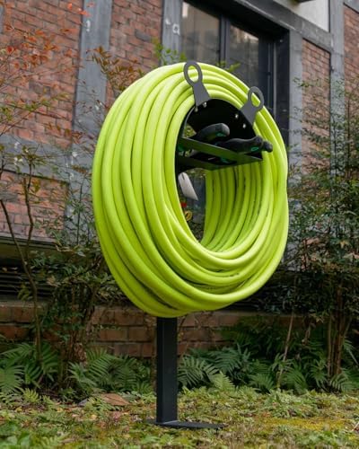 Garden Hose Holder Stand for Outside with Tool Organizer Heavy Duty Thickened Carbon Steel (Deep Grey, Without Faucet) - Image 6