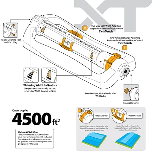 Melnor 65165AMZ XT Turbo Oscillating Sprinkler,4,500 sq. ft.,Quick Connect Bundle,2-Way Adjustable,Black,Yellow,(Pack of 12) - Image 3