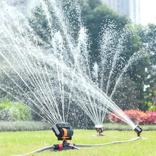 2026 Upgraded 16-Nozzle Oscillating Sprinkler with Dual-Zone Sprinkler Water Timer, 360° 16-Hole Automatic Rocking Sprinkler, Turbo Orbit Mist Sprinklers System for Garden (A No Timer) - Image 7