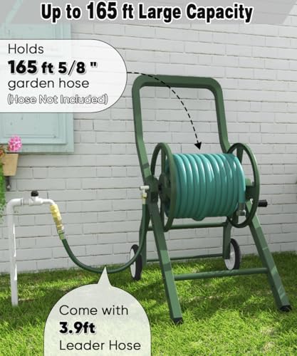 Artigarden Garden Hose Reel Cart with Wheels Outdoor Water Hose Reels Green - Image 4
