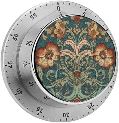 Mechanical Kitchen Timers for Cooking,Red and Brown Printed 60 Minute Magnetic Countdown Timer,Cute Cooking Timers with Alarm,Stainless Steel Time Timer Manual No Batteries Required by Unknown