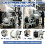 Pressure Washer Hose Reel 3/8" x 350ft, 4000 PSI Hand Crank Steel - Image 5