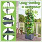 Lancisism 2 Pack Raised Garden Bed Tomato Planter with Trellis - 57" Self Watering Planter Box for Climbing Plants Vegetables Flowers - Garden Tomato Pots with Cage for Patio Greenhouse Indoor Outdoor - Image 3