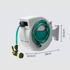 1/2 in x 65 ft Retractable Garden Hose Reel, Wall-Mounted 180° Rotatable Auto Rewind Water Hose Reel with 8-Pattern Spray Nozzle, Anti-Kink Heavy-Duty Hose Reel for Garden Watering Car Washing Pet Bat - Image 3