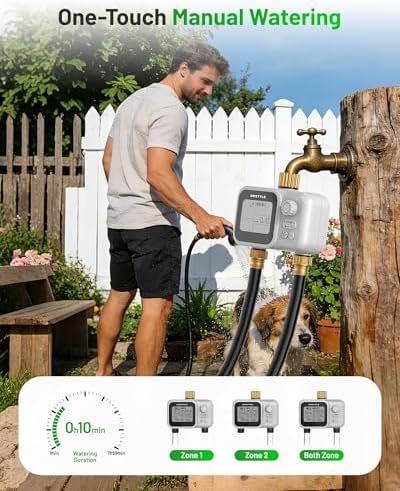 [All-New 2027] 2 Zone Ball Valve Sprinkler Timer Brass Inlet, Low-Pressure Starts at Zero Pressure, Unistyle Water Timer for Garden Hose, Rain Delay, Manual Control, Automatic Irrigation Hose Timers - Image 6