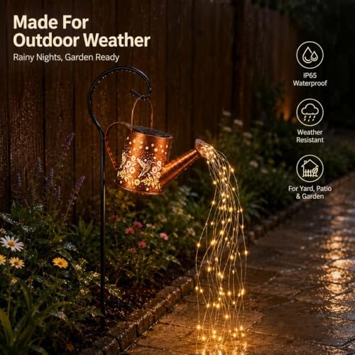 Solar Watering Can Light, LED String Lantern, Hummingbird Garden Yard Decor - Image 5