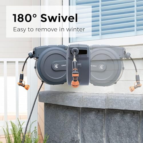 Giraffe Tools Retractable Garden Hose Reel 5/8" 90FT Auto Rewind Wall Mount - Image 5