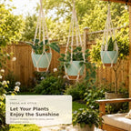 Bouqlife Large Hanging Planters with Macrame Plant Hangers for Indoor Outdoor Plants 3 Set 10" / 8" / 7" Self Watering Pots Hanging Baskets Flower Pot Holders 3 Different Size Green Large - Image 6