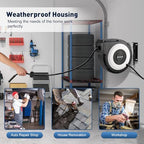 Enclosed Retractable Air Hose Reel, 3/8 Inch x 45+5 Ft Black - Image 5