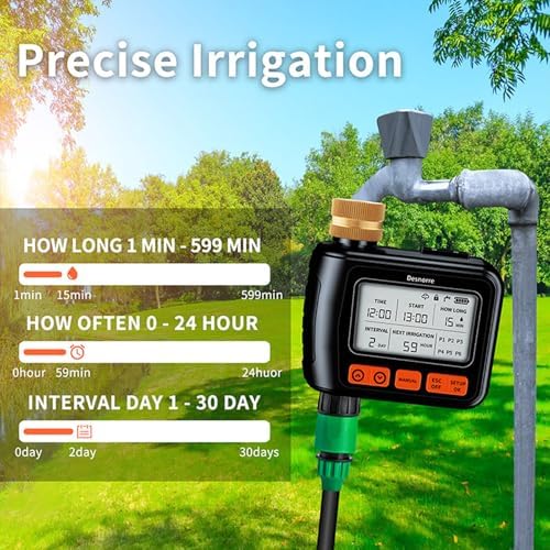 Sprinkler Timer, Programmable Hose Timers for Watering with Brass Swivel, Digital Irrigation Controller System with Rain Delay/Manual Mode/Automatic Watering for Gardens, Lawns, and Hose Systems - Image 3