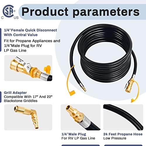 Upgraded 24FT RV Quick Connect Propane Hose for RV to Grill - Image 2