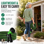 100FT Non-Expandable Flat Garden Hose with 10 Function Nozzle,No-Kink,Green - Image 2