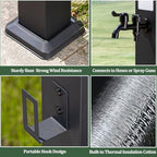 Solar Light Garden Water Column, Stainless Steel Hose Stand with Double Faucets, Outdoor Vertical Antifreeze Garden Watering Post, Outdoor Water Dispenser(16 * 80cm) - Image 6