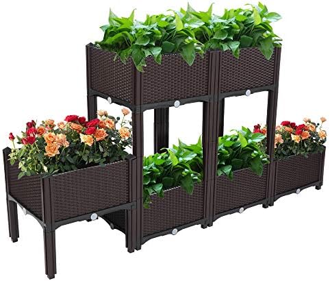 Raised Garden Beds, Planter Box, Self-Watering Plastic Planter for Indoor Outdoor Vegetables, Fruits, Potato, Flowers (6 Pcs) - Image 5