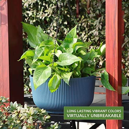 Dexceder 9.8 Inch Self Watering Hanging Planter (2 Pack, Deep Blue) - Image 6