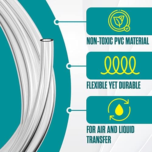 Vinyl Hose, 1/4 Tubing, 1/4” ID x 3/8” OD, Clear Tubing, Clear Hose, 100FT - Image 4
