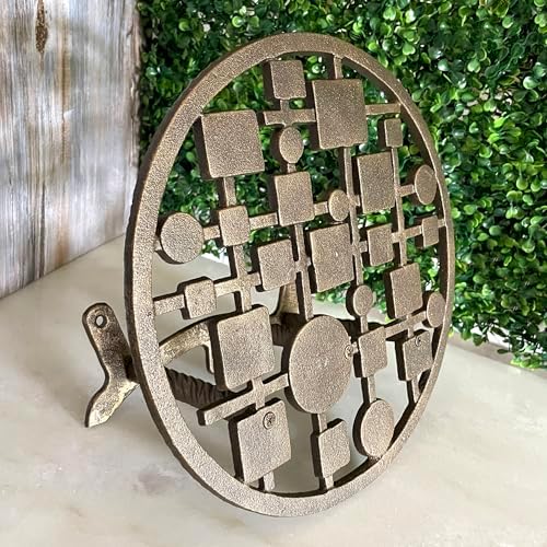 Zeckos Garden Hose Holder Circles and Squares 12 Inch Cast Iron Bronze - Image 4