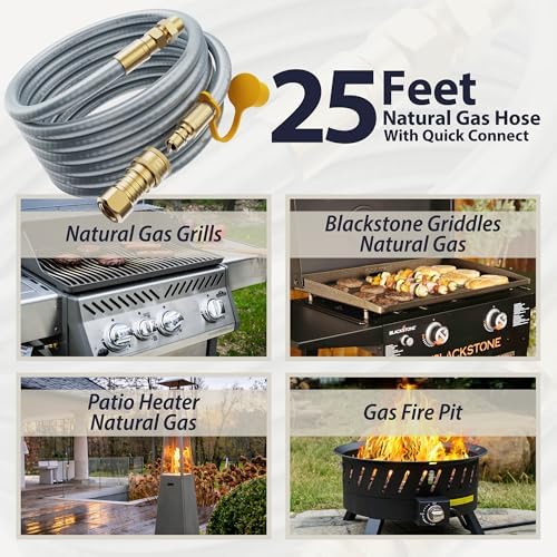 25 FT 1/2 Inch ID Natural Gas Hose with 1/2 Inch Female Flare x Male Quick Connect Plug, Low Pressure Gas Line for Generator, Grill, Patio Heater, Pizza Oven - Image 6