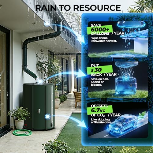 SKM Collapsible Rain Barrel with Spigots & Overflow Kit, 100 Gallon, Green - Image 4