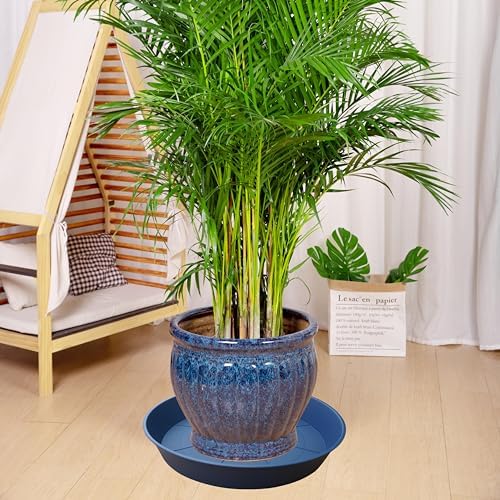 3 Pack of 25 26 inch Plant Saucer (22.7 Inch Base), 4.2" Depth, Large Deep Plastic Flower Planter Water Trays for Indoors Outdoor Bath Bath, Plant Drip Trays for Pot (26", Blue) - Image 3