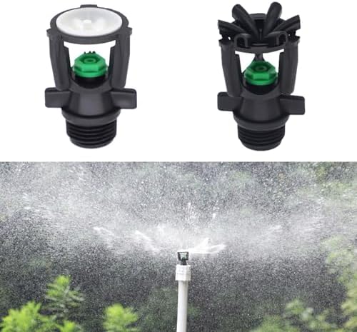 1/2-inch External Thread Automatic Rotating Spray Head, 360-Degree Mini Drip Irrigation Nozzle, for Lawn and Garden Irrigation, Green (10PCS, A+B) - Image 7