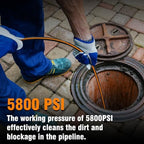 50FT Sewer Jetter Kit for Pressure Washer, 1/4" NPT Corner Drain Cleaner Hose 5800 PSI with Sewer Jetting Nozzles, Pearl Corsage Pin, Waterproof Tape, Extension Cord Organizer&2 Spanner - Image 6