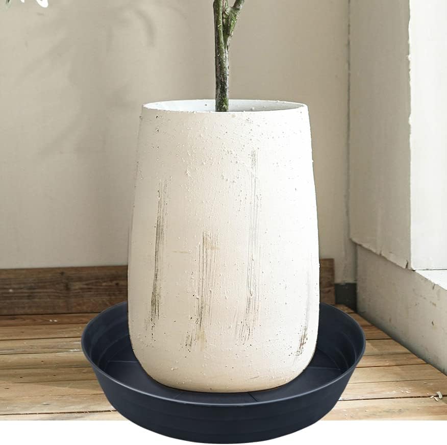25 Inch Extra Large Plant Saucers, Extra-Deep 4.25 in Black Drip Trays for Flower Pot, Heavy Duty Drainage Tray Indoors No Holes, 2 Pack Plastic Planter Plate Water Catcher for Pots Base 20 21 22 in - Image 3