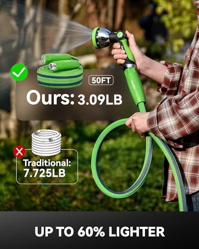 RAINPOINT Garden Hose 100FT, Up to 60% Lighter Non-Expanding Water Hose with TPE Inner Tube, Lightweight & Flexible Anti-Kink Hose, 800D Oxford Fabric, Weather-Resistant, 450PSI Burst, 3/4" Fittings - Image 2