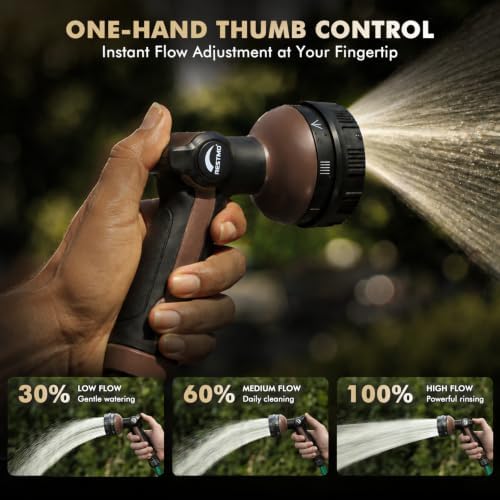 RESTMO Garden Hose Nozzle Heavy Duty, Thumb Control Metal Sprayer Nozzle - Image 3