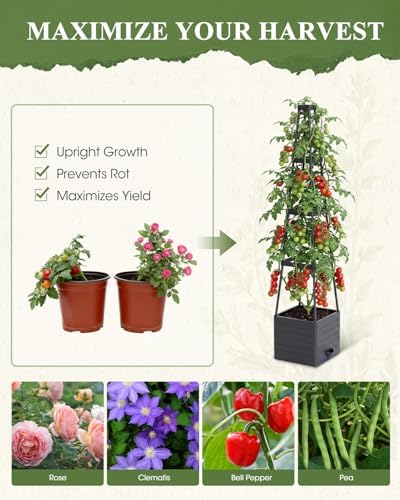 2-Pack Tomato Planter with Trellis, 57" Self-Watering Raised Garden Bed Planter Box, Tomato Cages for Indoor & Outdoor Climbing Plants, Vines, Vegetables, and Flowers (57x9.8x9.8IN) - Image 6