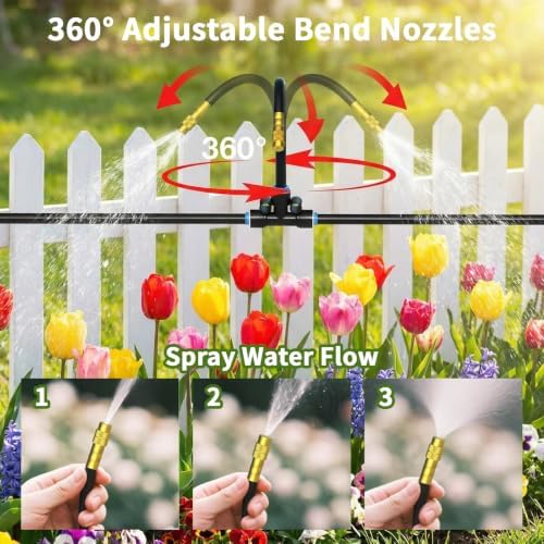 120FT Sprayer Irrigation System, Drip Irrigation Kit with 30 PCS 360° Adjustable Misting Copper Nozzles for Garden, Lawn, Patio, Greenhouse - Image 3