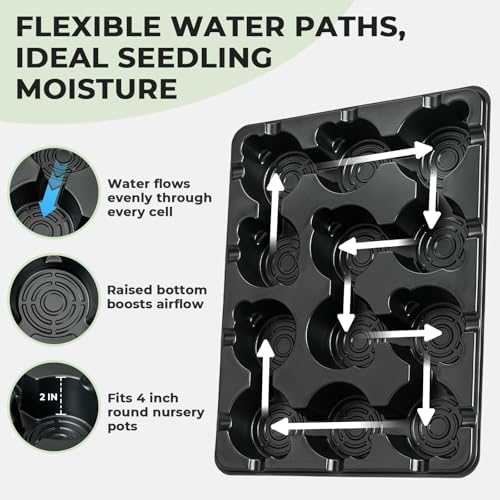 homenote 2 Pack 12 Cell Seed Starter Trays with 24 Clear 4 Inch Plant Pots - Image 6